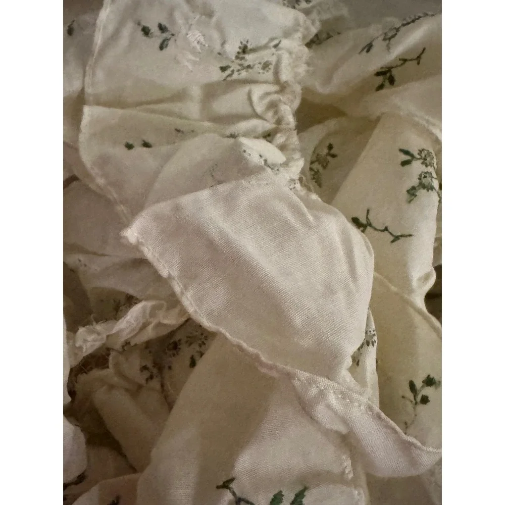 Antique Lace Trim Ribbon Salvaged Fabric Remnant Floral Embroidery Lot Cream 85
